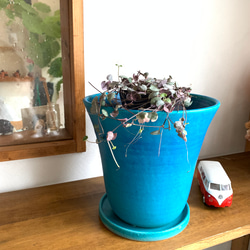 植木鉢 ターコイズブルー 受け皿付き その他インテリア雑貨 mayumi