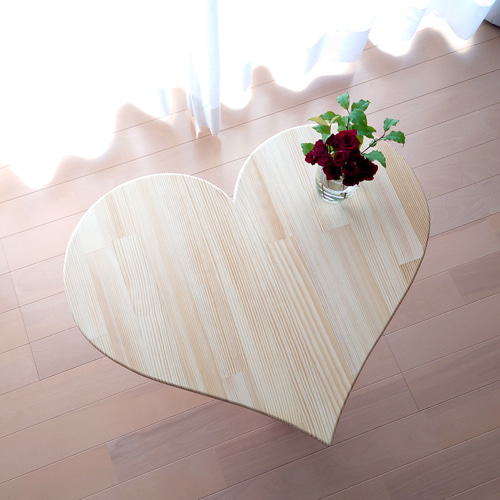 ハート型 ミニ テーブル 花台 可愛い かわいい 木工 家具 木