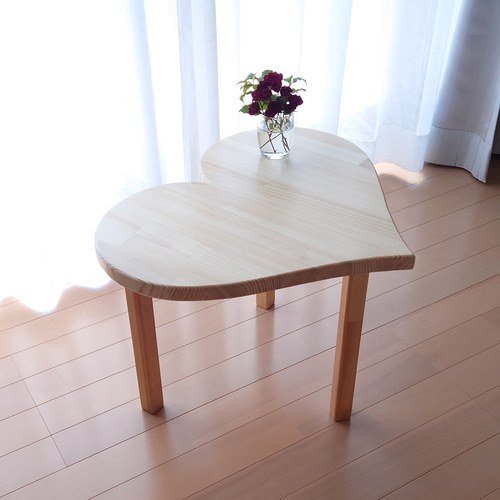 ハート型 ミニ テーブル 花台 可愛い かわいい 木工 家具 木テーブル