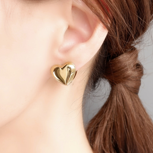 エナメル ハートピアス SESHA ローズ×ゴールド つけっぱなしOK＊ワンタッチハートピアス サージカルステンレス