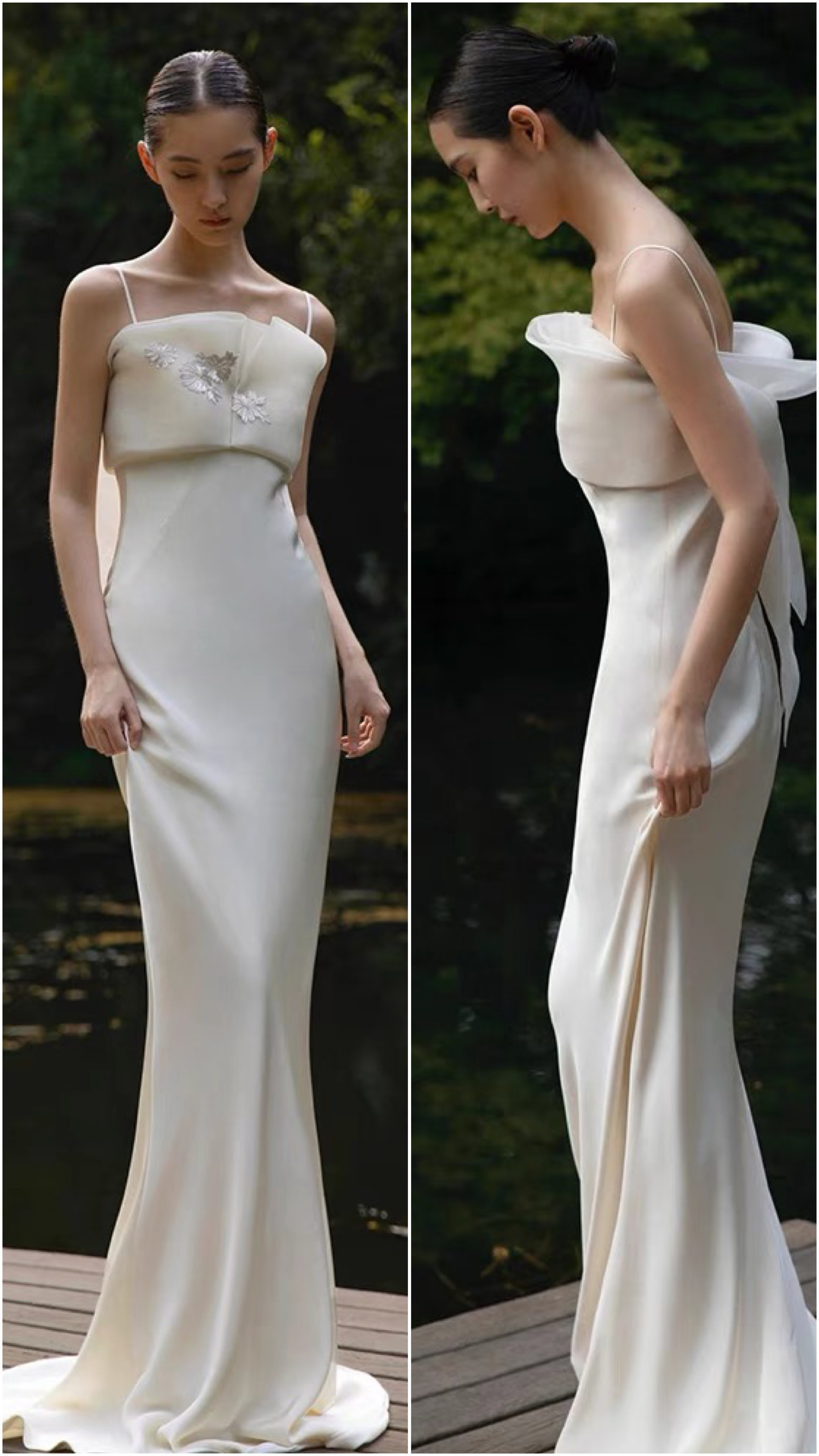 スパゲッティストラップ サテン ソフトマーメイド 二次会 前撮り ウェディングドレス（WD242238） 19,350円