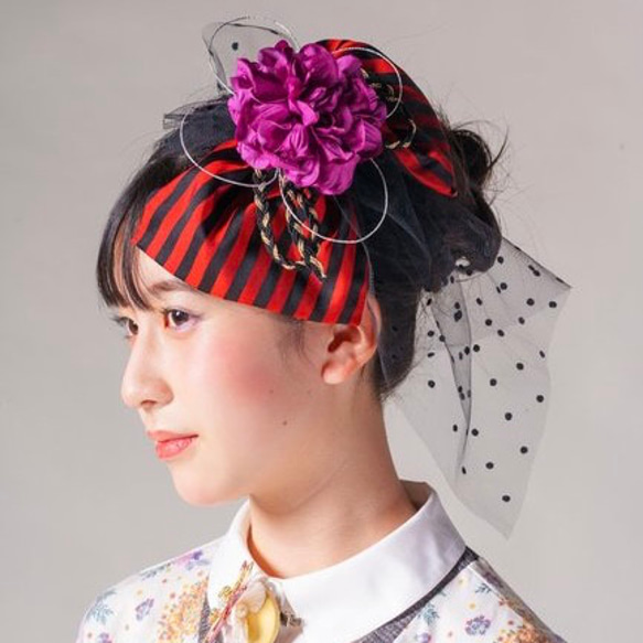 送料無料】卒業式 袴 髪飾り リボン 赤 大きめ 和モダン 大正ロマン