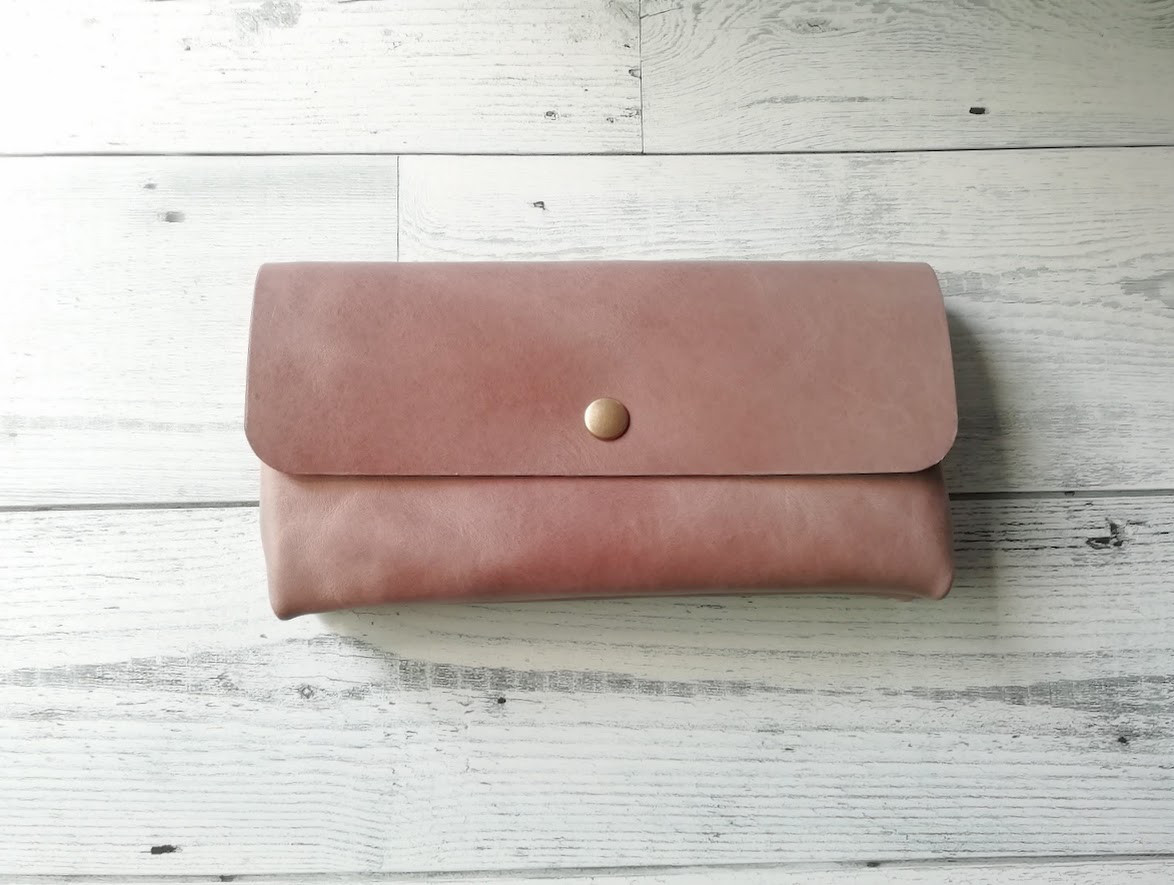 長財布（グレー） ポーチのようなふっくら長財布 ミニバッグ レザーウォレット お財布ポーチ ポシェット