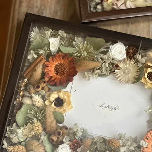 お好みのお花で】フラワーフォトフレームL 壁掛け立掛けドライフラワー