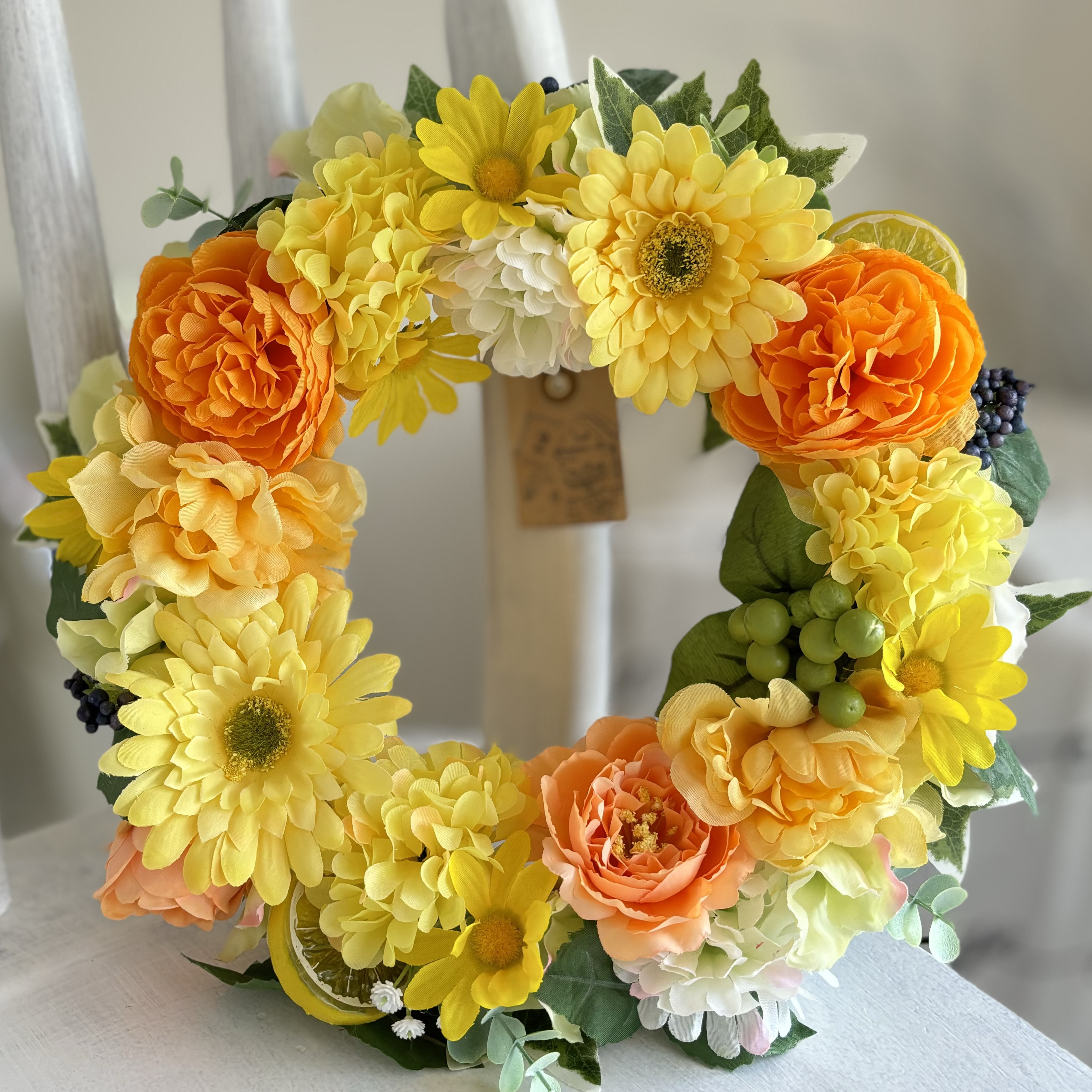 【週末限定価格】大人かわいい芍薬とガーベラリース　29cm 週末限定価格】大人かわいい芍薬とガーベラリース 29cm 【公式通販】