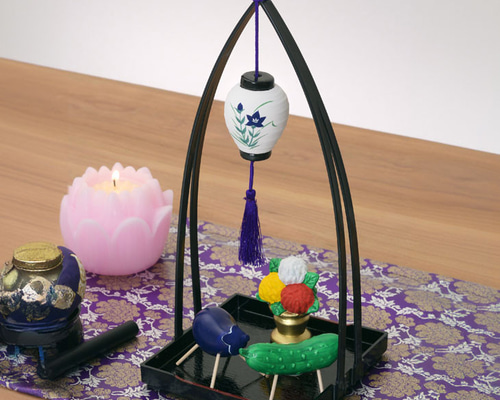 瀬戸焼>ミニお盆飾り 盆提灯 精霊揃え 一輪挿し・花瓶・花器