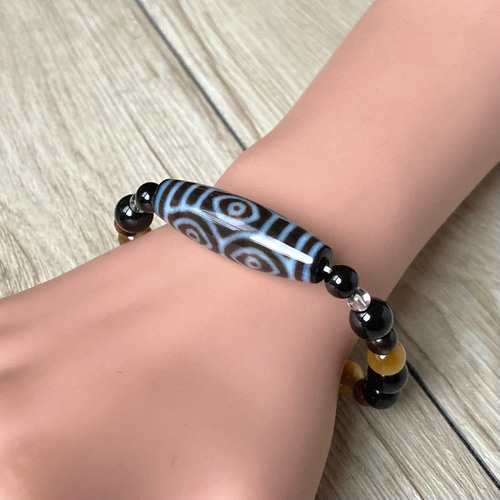 龍の眼で運気を上げる/龍眼天珠・モリオン・タイガーアイ/パワーストーンブレスレッ 龍の眼で、良い流れを呼び込む/龍眼天珠・モリオン・タイガーアイ