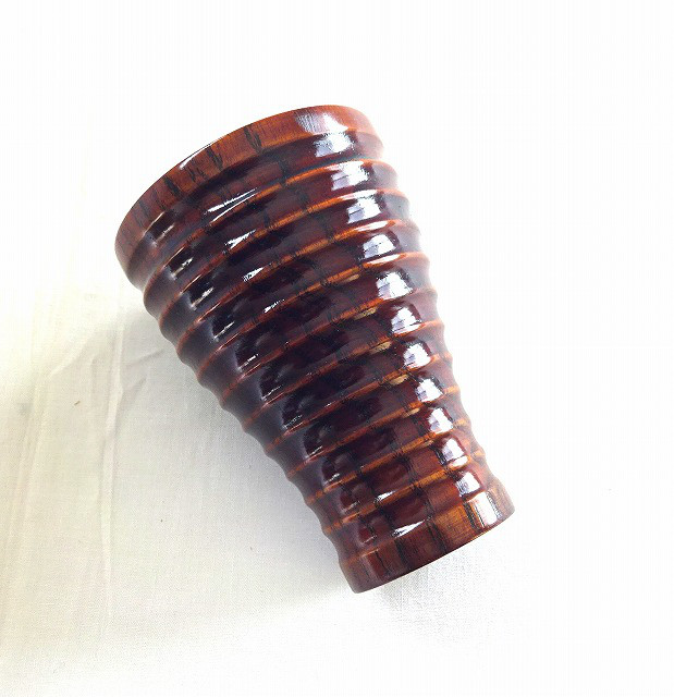 うるし　極塗り　波筋挽きカップ（大）