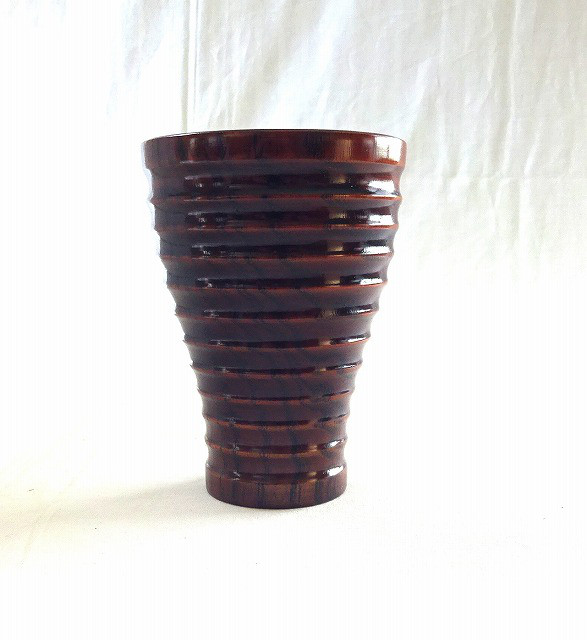 うるし　極塗り　波筋挽きカップ（小）