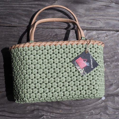 カパフ マルチカラーカゴバッグ パール ハンドバッグ グリーン系