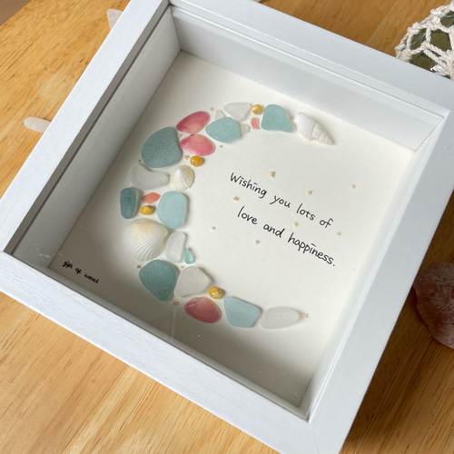 シーグラス ムーン 三日月 シーグラスアート インテリア雑貨 ガラス