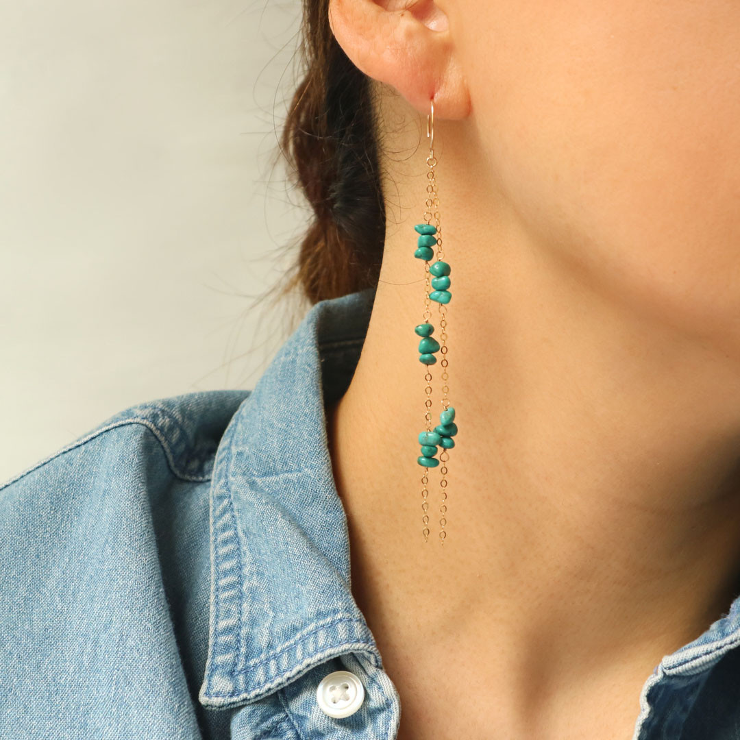 [14kgf]鮮やかなブルーのターコイズピアス