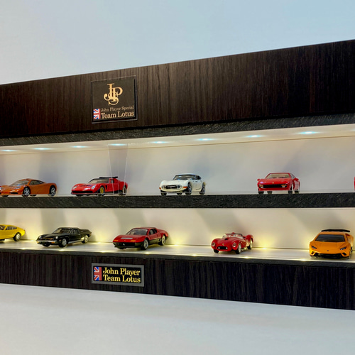 1/64展示可・BK&WHロングタイプ・2層式ディスプレーBOX / LED30灯 
