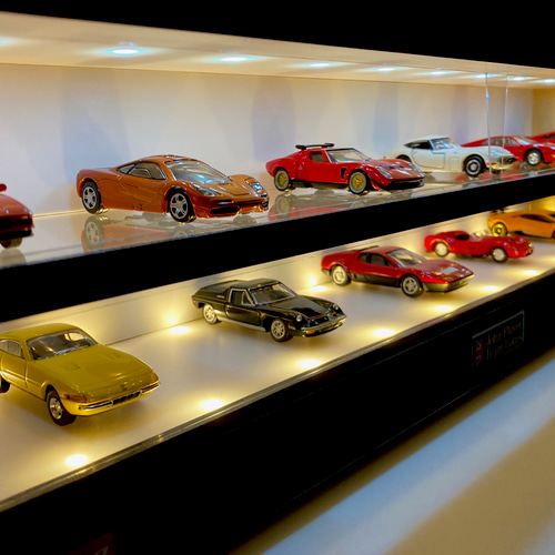 1/64展示可・BK&WHロングタイプ・2層式ディスプレーBOX / LED30灯 