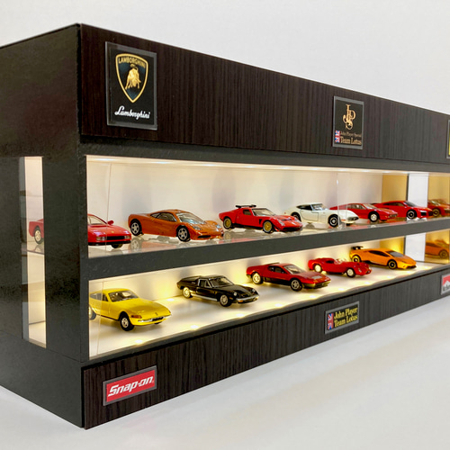 1/64展示可・BK&WHロングタイプ・2層式ディスプレーBOX / LED30灯 