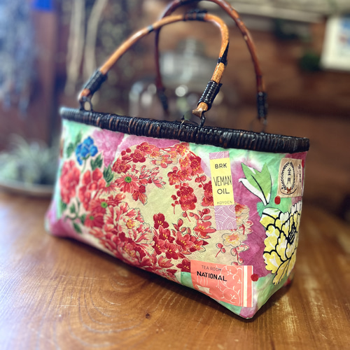 はいからさんの一閑張りかごバスケット シノワズリ かごバッグ 素陶美  