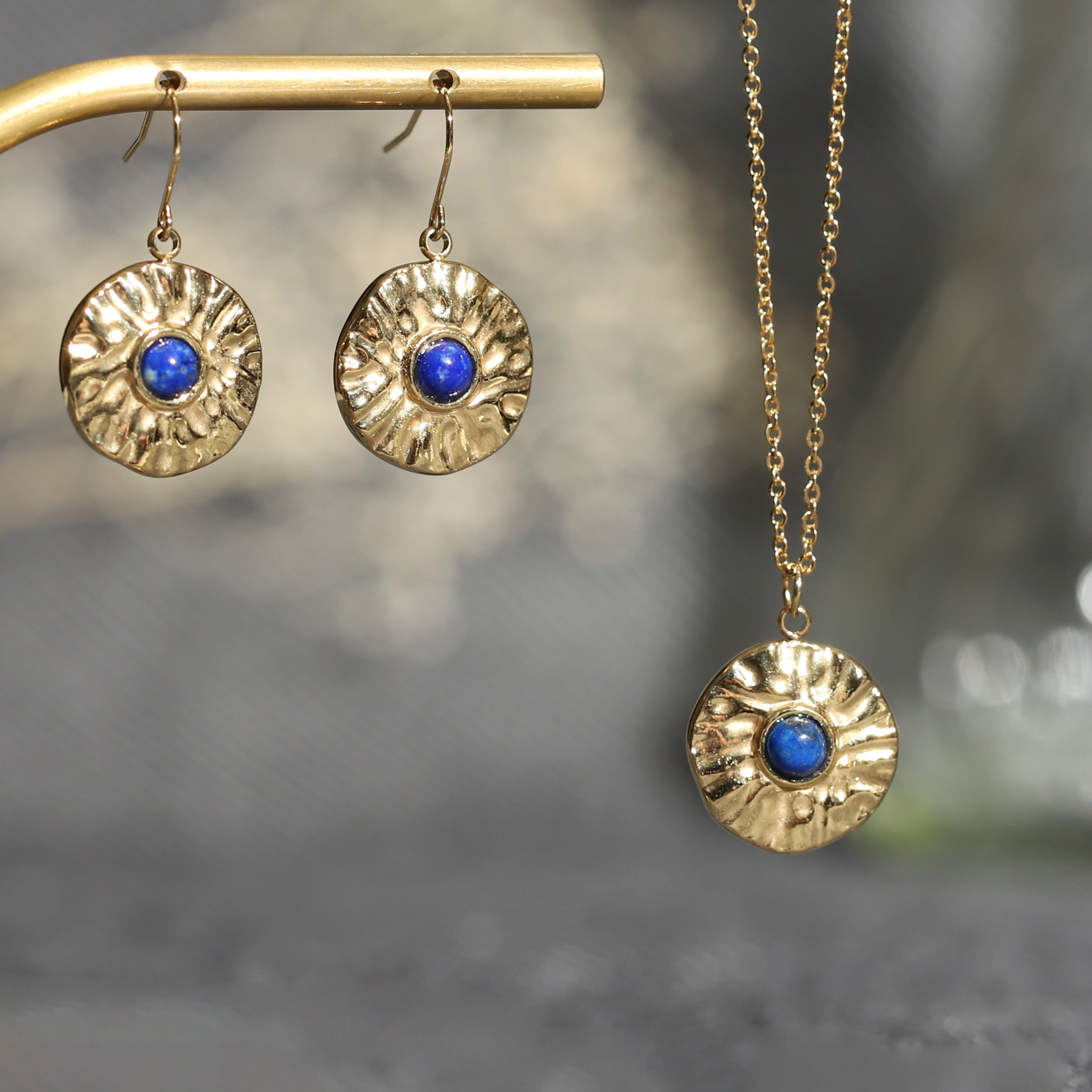 【秋の福袋2025】～満月～ピアス&ネックレスラピスラズリ【ステンレス】コイン◇アレルギー対応◇天然石