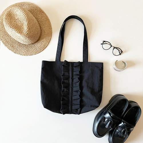 受注生産】雨の日もおしゃれに！撥水加工・軽量・フリルトートバッグ  