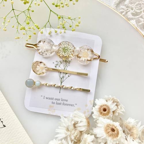 ドライフラワーヘアとバッジセット 再販》ドライフラワー ヘッドパーツ 髪飾り ヘアアクセサリー