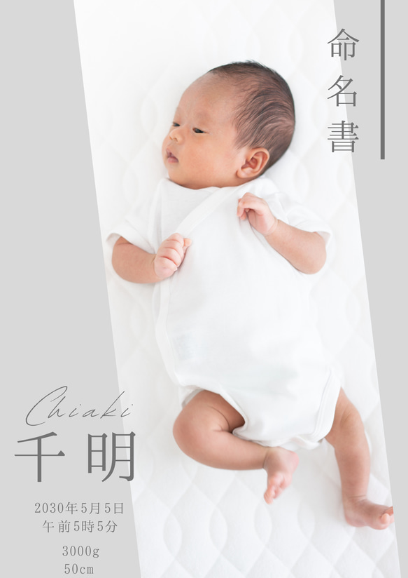世界に一枚。我が子だけの命名書♡　２枚入り　写真入り命名書　ベビーポスター 1枚目の画像
