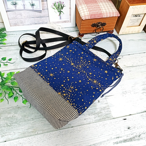 SALE＊2WAYショルダー ファスナートートバッグ 星空ゴールド