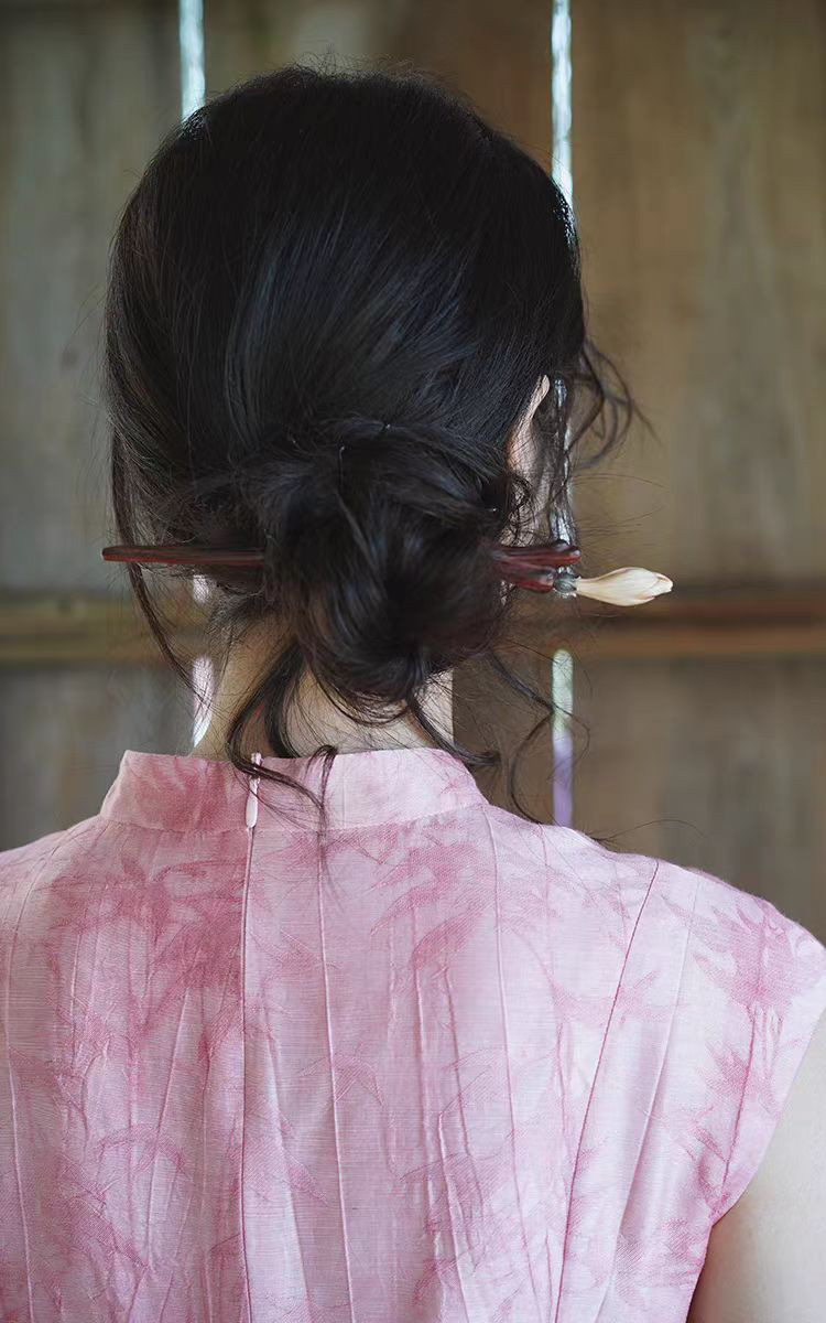 ハンドメイド かんざし 手作り 夢の中の花 木簪 黄檀 鹿の角 マジェステ 和装髪飾り ヘアアクセサリー 誕生日 記念日