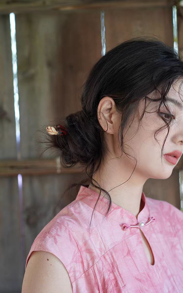 ハンドメイド かんざし 手作り 夢の中の花 木簪 黄檀 鹿の角 マジェステ 和装髪飾り ヘアアクセサリー 誕生日 記念日