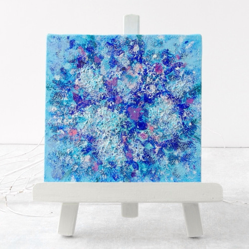 原画】抽象画 紫陽花 約18cm角 キャンバス 送料無料 絵画 La