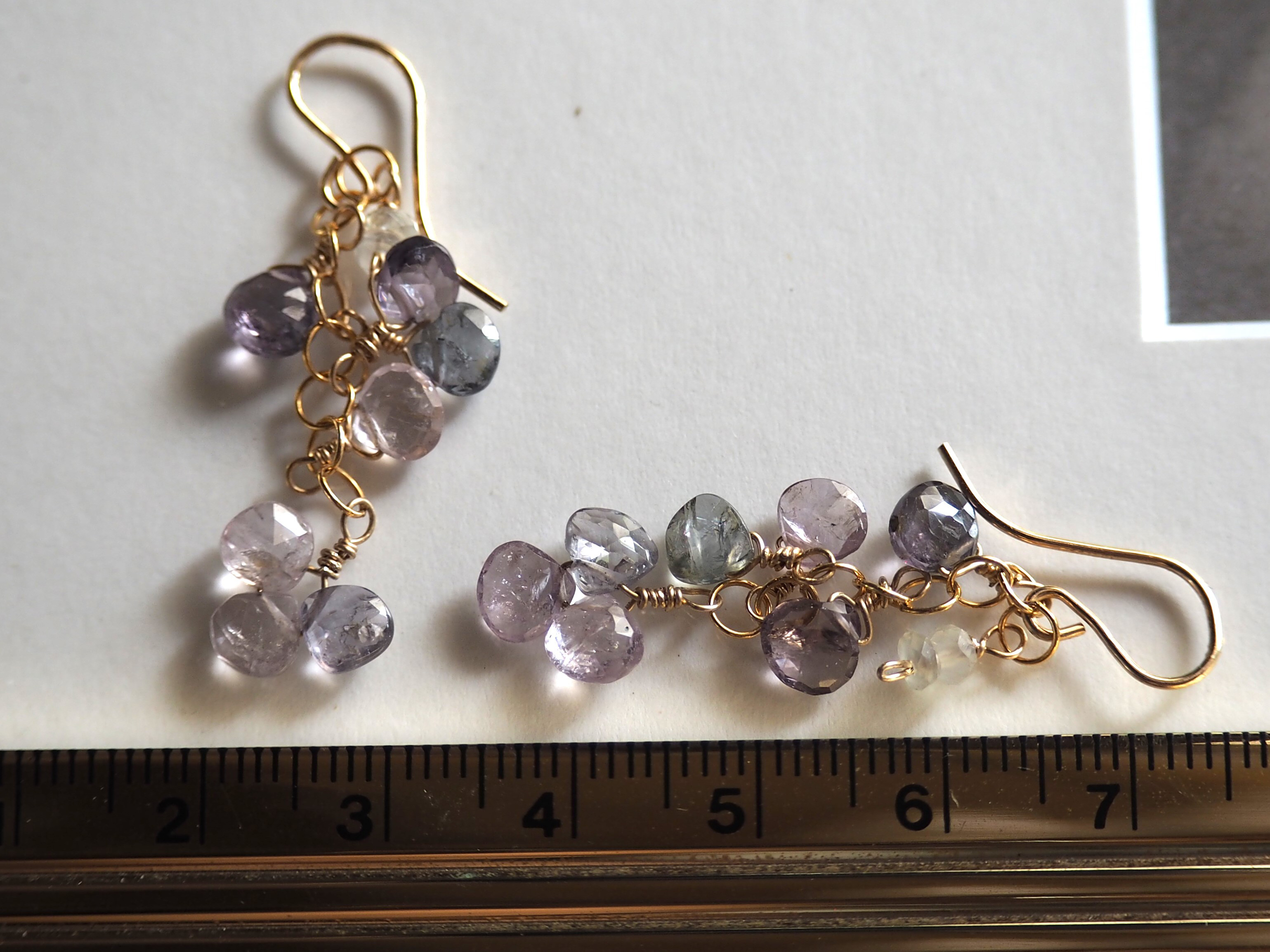 紫陽花色スピネルピアス　14kgf　　Spinel