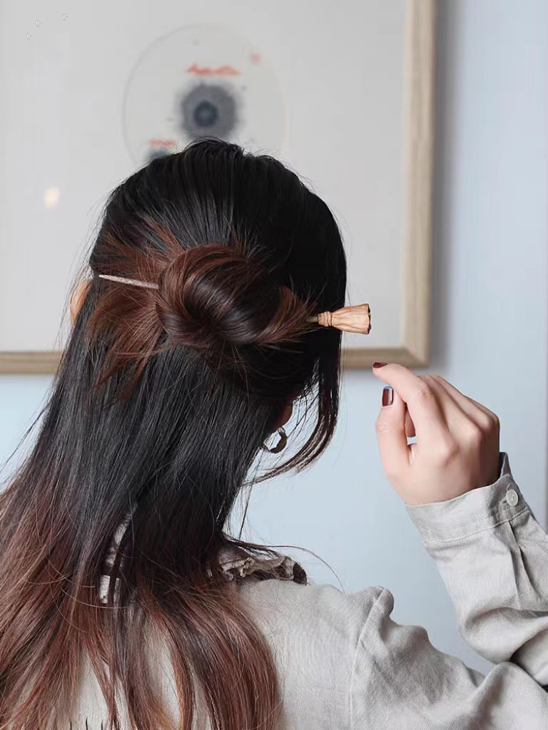 ハンドメイド かんざし 手作り 蓮根 木簪 东加檀 925シルバー マジェステ 和装髪飾り ヘアアクセサリー 誕生日