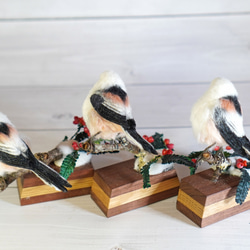 ＊野鳥＊羊毛フェルト シマエナガ(台座付) 8枚目の画像