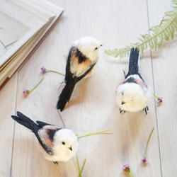 ＊野鳥＊羊毛フェルト シマエナガ(台座付) 3枚目の画像