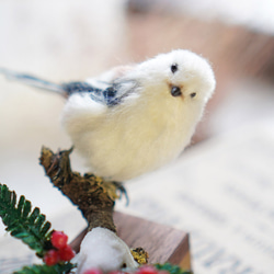 ＊野鳥＊羊毛フェルト シマエナガ(台座付) 5枚目の画像