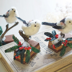 ＊野鳥＊羊毛フェルト シマエナガ(台座付) 6枚目の画像