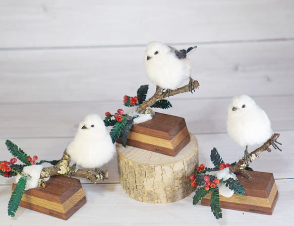 ＊野鳥＊羊毛フェルト シマエナガ(台座付) 7枚目の画像