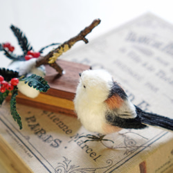 ＊野鳥＊羊毛フェルト シマエナガ(台座付) 4枚目の画像