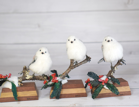 ＊野鳥＊羊毛フェルト シマエナガ(台座付) 10枚目の画像