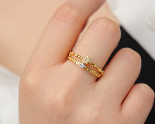 天然オパールリング＆ピアスセット17号 天然オパールリング＆ピアスセット17号 アクセサリー