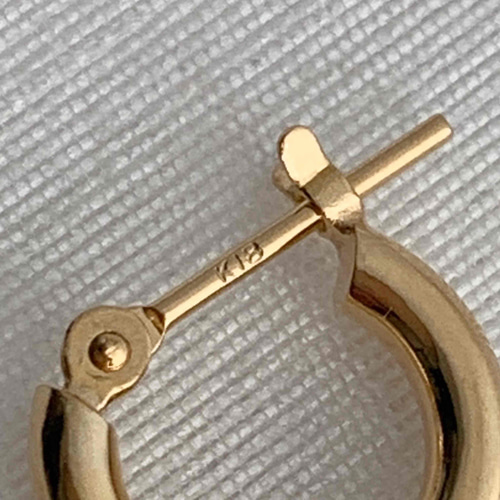 地金＊18金【2×10mm 定番フープピアス】イエローゴールド 刻印入