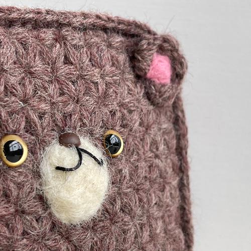 リフ編みで編んだくまちゃんL字ファスナーポーチ= ポーチ CAFUNÉ 通販