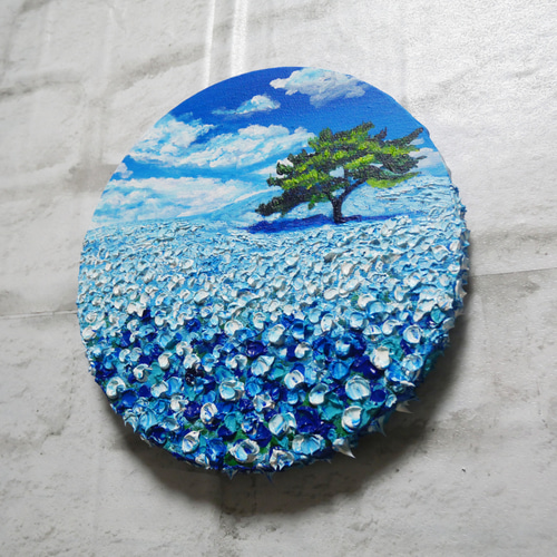 油絵 油彩 油彩画 絵画 絵 ミニ絵画 【ネモフィラの丘】 油絵 油彩 油彩画 絵画 絵 ミニ絵画 【ネモフィラの丘