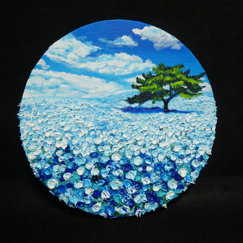 Amazon.co.jp: 油絵 油彩 油彩画 絵 絵画 円形ネモフィラの丘