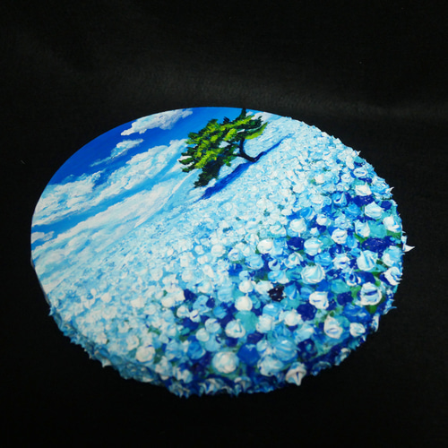 油絵 油彩 油彩画 絵画 絵 円形【ネモフィラの丘】 絵画 HR 油絵 油彩 油彩画 絵画 絵 円形【ネモフィラの丘】 絵画 HR