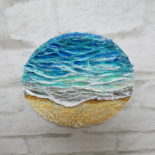 格安 油絵 油彩 油彩画 絵画 絵 円形【丸い海】 絵画 HR 通販 絵画