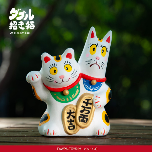 W LUCKY CAT 招き猫 白 大 吉 招財貓 招福犬 招财猫 ネコ 縁起物 W LUCKY CAT 招き猫 白 大 吉 招財貓 招福犬 招财猫 ネコ 縁起物