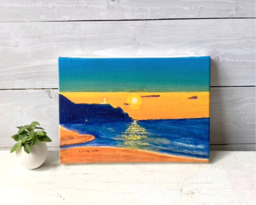 海の絵『Living now』キャンバスプリント 海 夕陽 風景画 絵 絵画