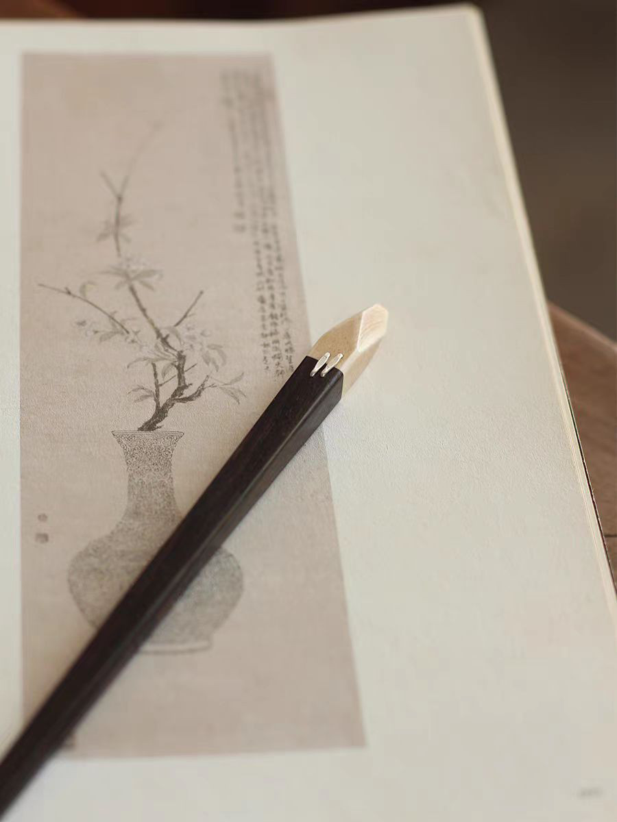 ハンドメイド かんざし 手作り 千机 木簪 紫檀 鹿の角 マジェステ 和装髪飾り ヘアアクセサリー 誕生日 記念日