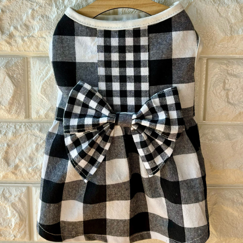 犬服 No.193 かすれ風チェックワンピース ハンドメイド