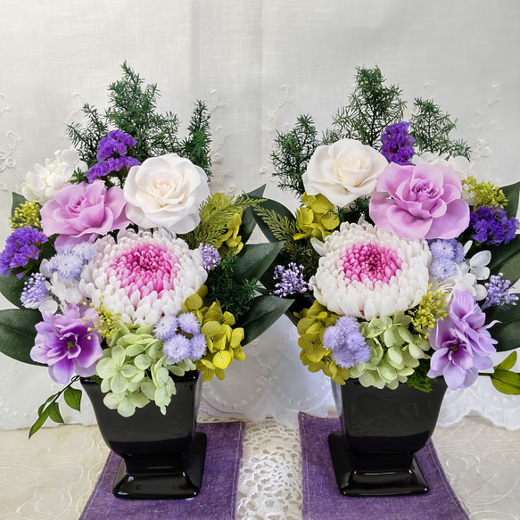 一対仏花プリザーブドフラワーお手入れ不要 プリザーブド