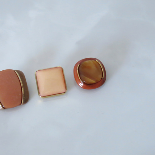 3個セット オレンジブラウン系 いろいろ楽しめる アシンメトリーピアス